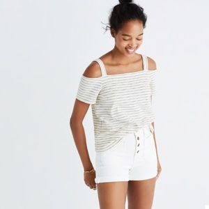 Madewell Cold Shoulder Tee In Bellamy Stripe M/L